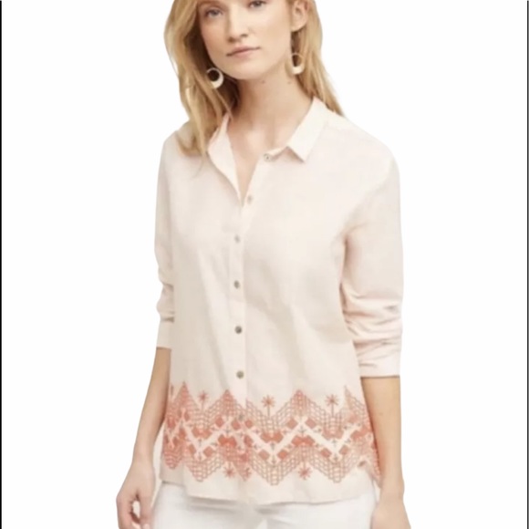 Holding Horses embroidery button down shirt -Size 6 - Picture 2 of 8